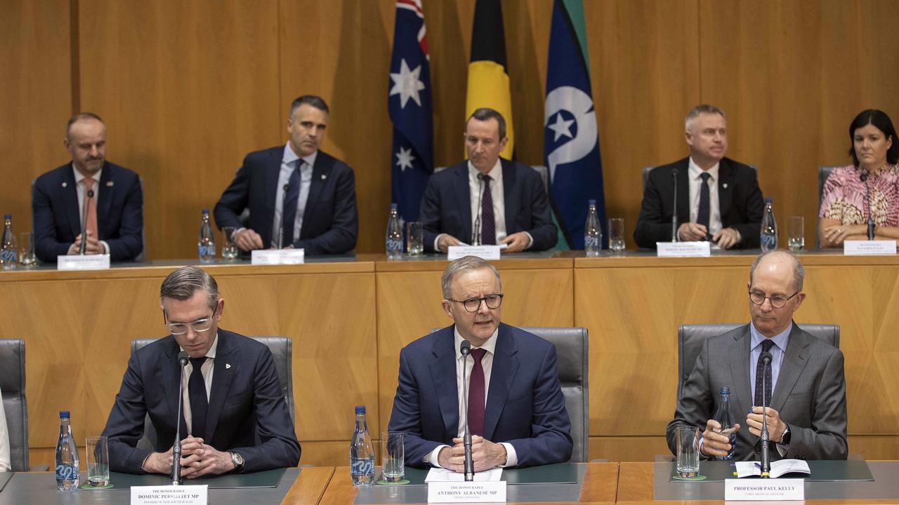 Prime Minister Anthony Albanese with the state premiers and territory chief ministers spoke to the media at a press conference in Parliament House in Canberra. Picture: NCA NewsWire / Gary Ramage