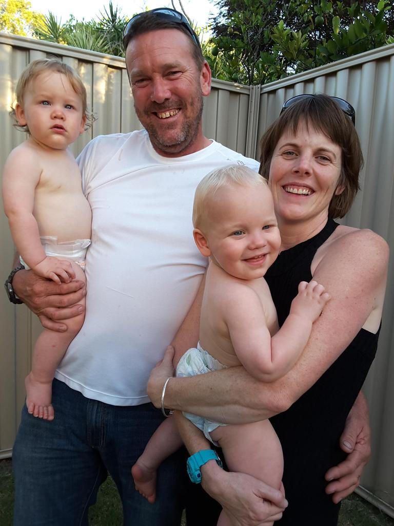 Natalie Leven recently lost her battle with breast cancer. Pictured is Natalie's husband Rod, and her twin boys James and Joel.