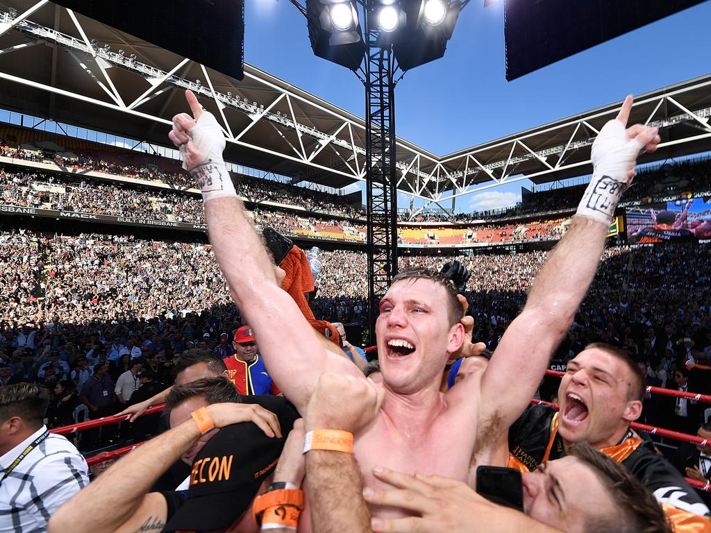 Suncorp Stadium provided the backdrop for one of Australian boxing’s biggest moments, when Jeff Horn won the WBO Welterweight title by defeating Manny Pacquiao. Picture: Getty Images