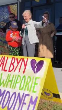 Janelle Saffin at a Richmond Valley flood protest