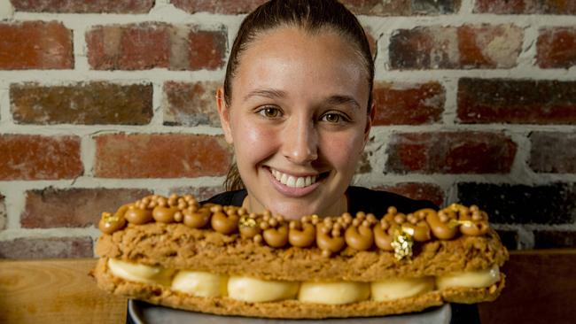 Emma Clark from Bam Bam Bakehouse holding the bakery’s latest menu item. Picture: Jerad Williams