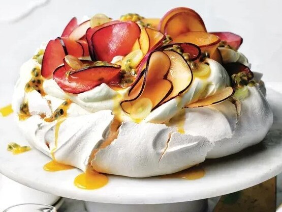 Pavlova tips: Add sugar little by little as this will help it incorporate more quickly without the risk of overwhipping your meringue.