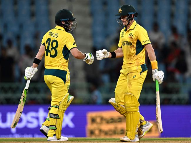 Marnus Labuschagne played an auxiliary role in his partnership with Josh Inglis. Picture: Arun SANKAR / AFP