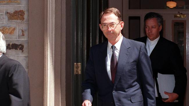 Tim Marcus Clarke leaving South Australia Supreme Court in 1996, appealing against a damages bill he was ordered he pay for his role in purchase of Oceania Capitol Corporation. Picture: File