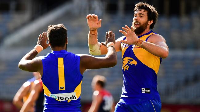 Josh Kennedy, pictured with Liam Ryan, is one of the best West Coast players ever. Picture: Getty Images