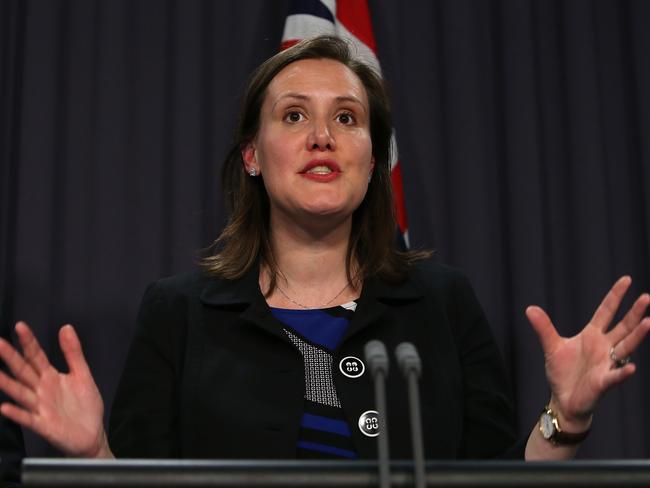 Minister for Revenue and Financial Services Kelly O’Dwyer holding a joint press conference, at Parliament House in Canberra. Picture: Kym Smith