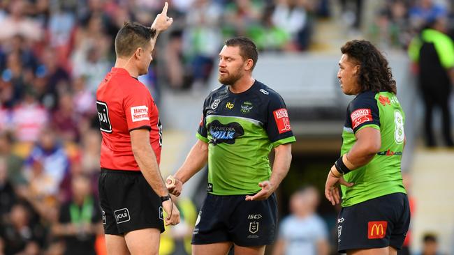 Josh Papalii gets his marching orders. Picture: Scott Davis/NRL Photos