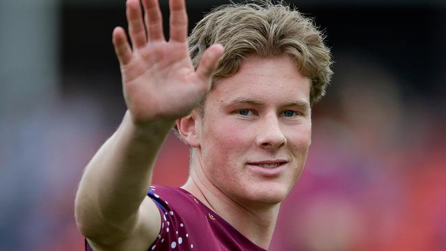 GOLD COAST, AUSTRALIA - JULY 27: Jaspa Fletcher of the Lions is seen prior to the 2024 AFL Round 20 match between the Gold Coast SUNS and the Brisbane Lions at People First Stadium on July 27, 2024 in Gold Coast, Australia. (Photo by Russell Freeman/AFL Photos via Getty Images)