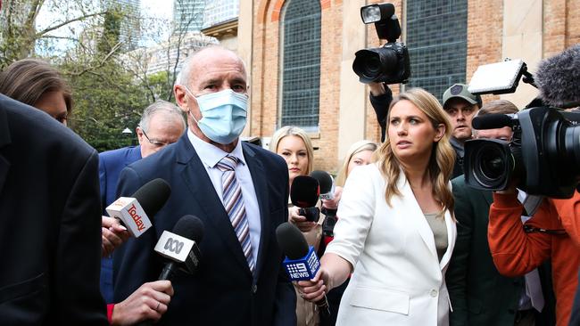 Media swarmed Chris Dawson as he entered the court without comment. Picture: NCA NewsWire / Gaye Gerard