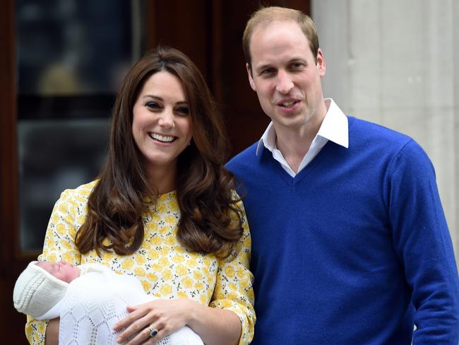 Catherine Duchess of Cambridge and Prince William, Duke of Cambridge leave hospital on May 2, 2015 with Princess Charlotte. Picture: Supplied