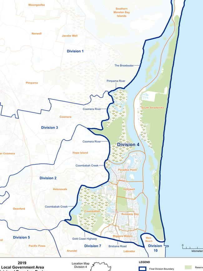 Gold Coast Division 4 Electoral Commission map 2020. Photo: ECQ