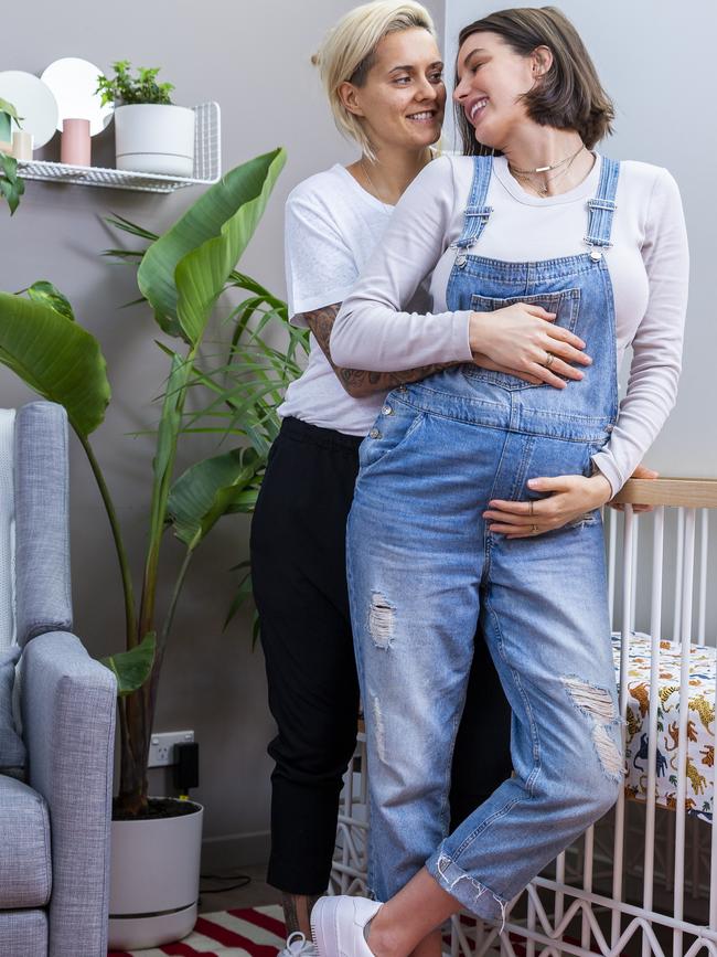 Moana Hope and pregnant wife Isabella Carlstrom. Picture: Wayne Taylor