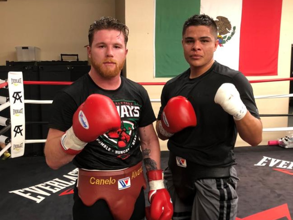 Bilal Akkawy sparring with Canelo Alvarez in LA.