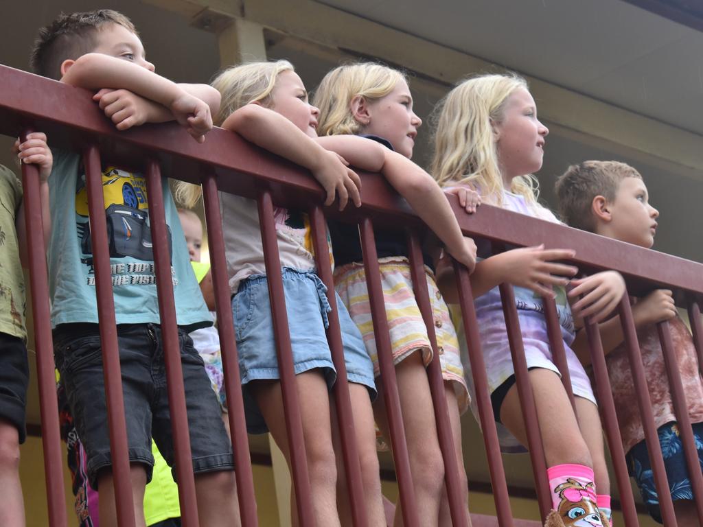 <p>Young spectators at the McCosker Rocky Speedway's Modified Sedans Cattle Cup at the Rockhampton Showgrounds on February 24, 2024.</p>