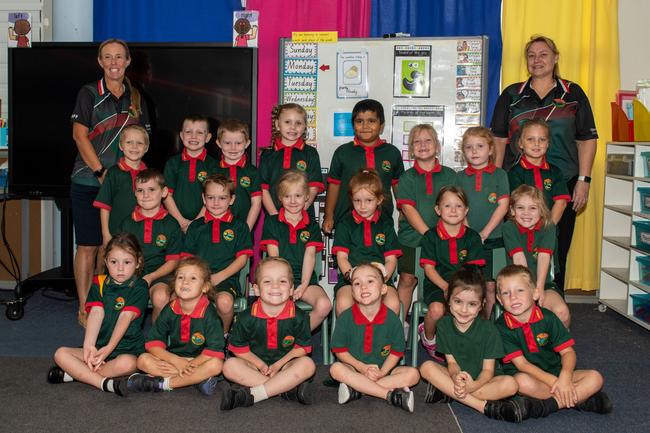 Eimeo Road State School 2022 Prep class. (L-R) Back row: Benny Nilson, James O'Brien, Liam Von Landkammer, Aria George, Aslan Atish, Maddy Zerk, Ivy Willes, Sienna Wilkinson; middle row: Rhylen Crowley, Wyatt Barrett, Emersyn Venables, Charlie Warcon, Piper Morphy, Cora Wright Front Row: Blair Bullman, Myla Reichelt, Kraize Randell, Isabell Sigvart, Matilda Green, Cooper Hill Miss Vanessa Mrs Dixon. Picture: Michaela Harlow MKY2022PREP