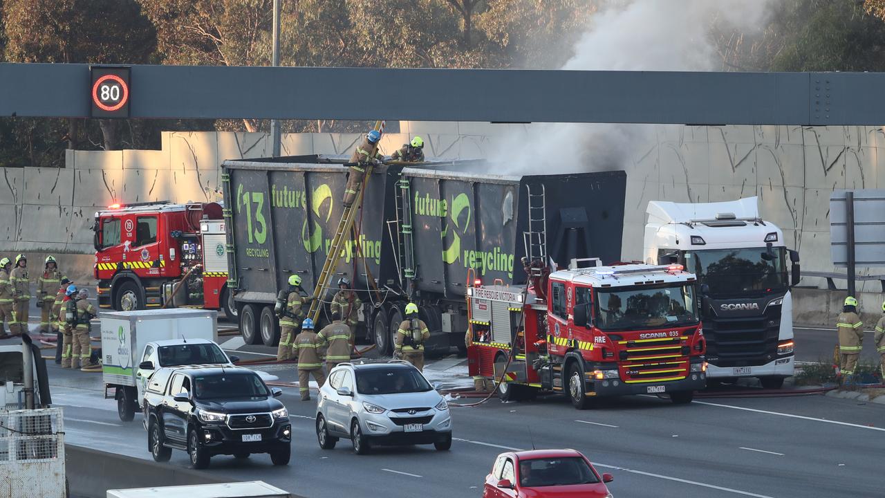 The fire has caused major delays. Picture: David Crosling