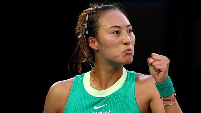 Qinwen Zheng sends us unto a third set. (Photo by Graham Denholm/Getty Images)