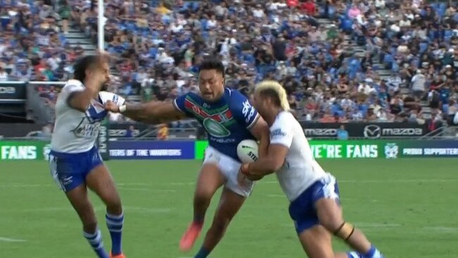 It sure looks like Kikau's going for the ball. Photo: Fox Sports