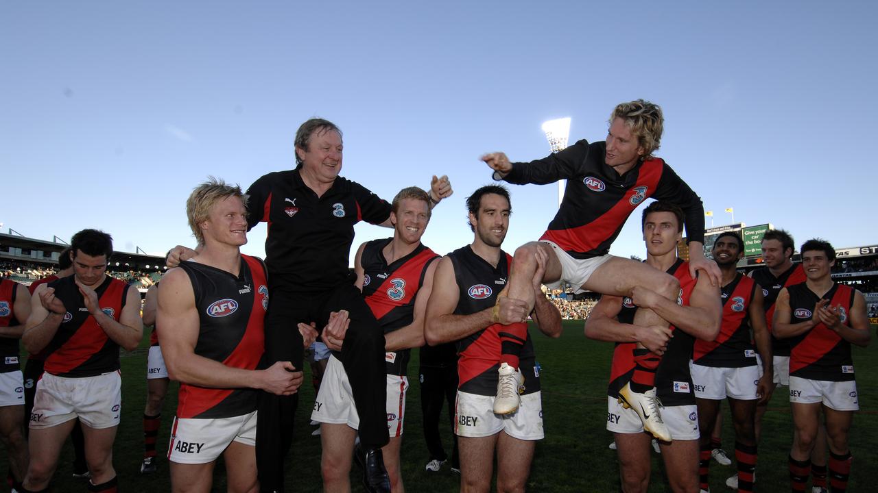 Sheedy and Hird chaired off Subiaco Oval.