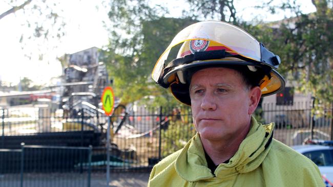 Southport Fire Station’s station officer Marcus Barrett at Southport State High School. Picture: Luke Mortimer