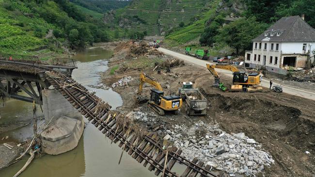 The aftermath of the recent flood at Rech in the Ahr River region of Germany’s Rhineland-Palatinate state. Picture: AFP