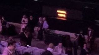 Carla Zampatti (in black, second left) during interval at the opera.