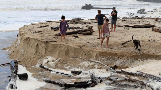 Large surf pounds the beach at Duranbah on the Gold Coast. Picture: Adam Head