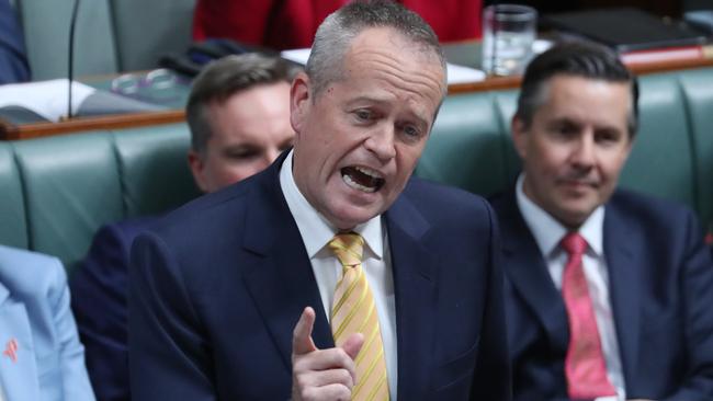 Opposition Leader Bill Shorten on the attack against the government during Question Time in the House of Representatives today. Picture: Gary Ramage