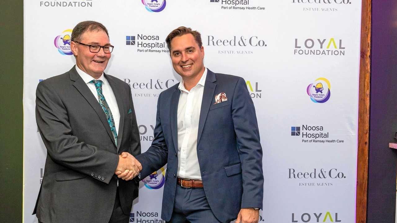 Shane Mitchell CEO of Ramsay Noosa Hospital with Adrian Reed of Reed &amp; Co at the charity gala. Picture: Jason Smith Photography