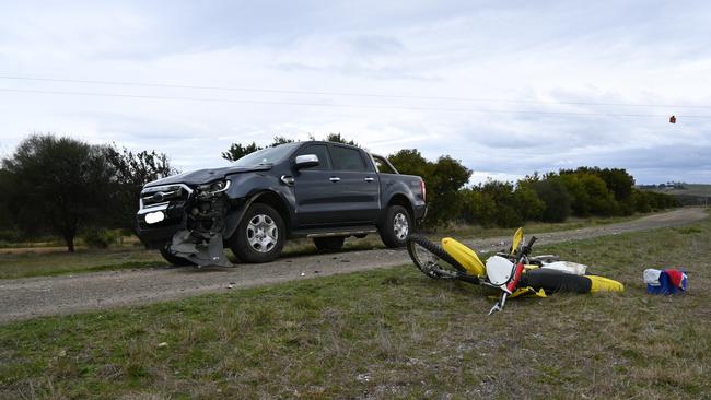 ACCIDENT: Two children on motorbikes have been injured after crashing into a car on Tuesday afternoon. Picture: Kenji Sato