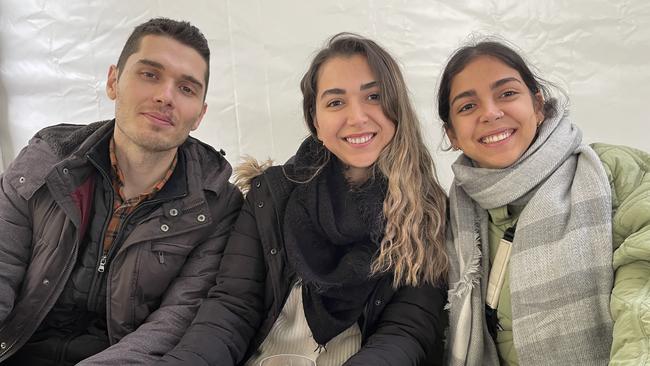 Taking time out from tasting to listen to some live music were Saeed Mafi, Mooroolbark, Yasmin Shalviri, Mooroolbark, Tara Shalviri, North Melbourne. Picture: Lucy Callander