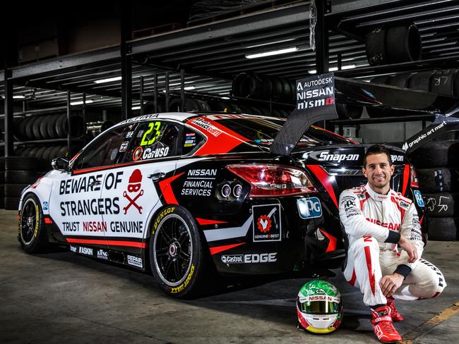 Nissan V8 supercar driver Michael Caruso with his Altima featuring the 