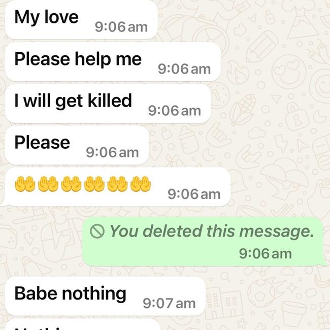 Tracey Skeates from Caboolture has been caught up in an online dating scam costing him thousands of dollars, screen grabs of text message conversations he had