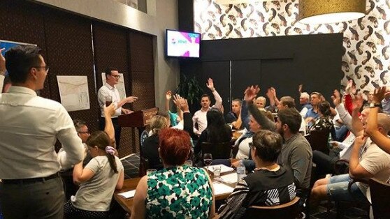 Gold Coast MP Sam O'Connor shouts beers at Arundel Tavern to talk about the Coomera Connector and gets a decent turnout. Instagram/Facebook: Sam O'Connor