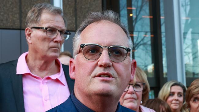 Journalist Hedley Thomas outside the Supreme Court in Sydney on Tuesday. Picture: Justin Lloyd