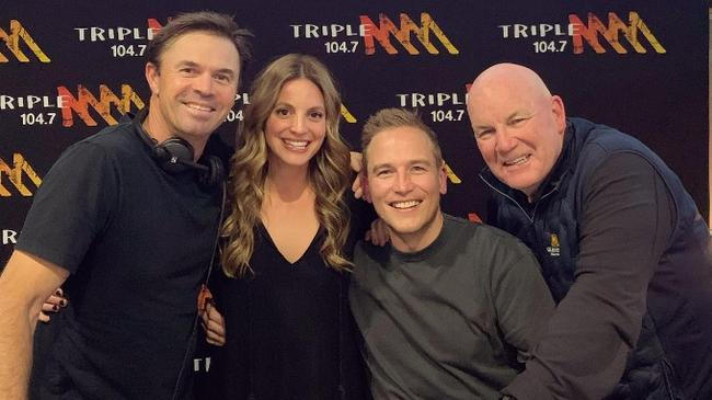 Georgiadis with her old Triple M Rush Hour colleagues Greg Blewett, Bernie Vince and Andrew Jarman. Pics: Supplied