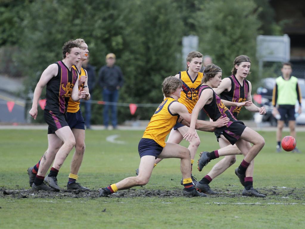 Hutchins 1st XVIII versus Scotch Oakburn in the Sports Association of Independent Schools Australian Rules grand final. Picture. PATRICK GEE