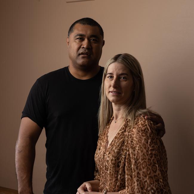 Former rugby union star Toutai Kefu, his wife Rachel. Photograph: David Kelly