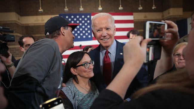 Joe Biden at a campaign stop in Davenport, Iowa, on Thursday. Picture: Getty Images