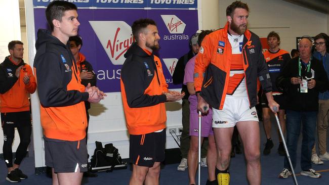 Injured Giants Sam Taylor, Brett Deledio and Dawson Simpson.