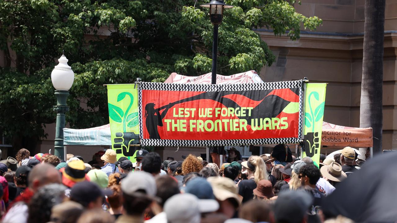 Australia Day protest march, Brisbane. Picture: Liam Kidston