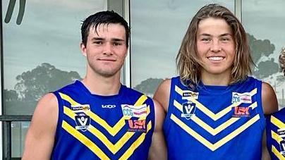 Alex Hollingsworth (left) helped Irymple become premiers this year. Picture: Irymple Football Club.