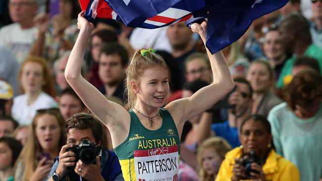 Eleanor after winning the women's high jump at the Glasgow Commonwealth Games. Picture: Adam Head