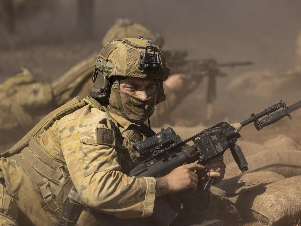 Australian Army soldier Sergeant James Pritchard from 3rd Battalion, The Royal Australian Regiment during a company attack on Exercise Capital OTP at Townsville Field Training Area, Queensland.