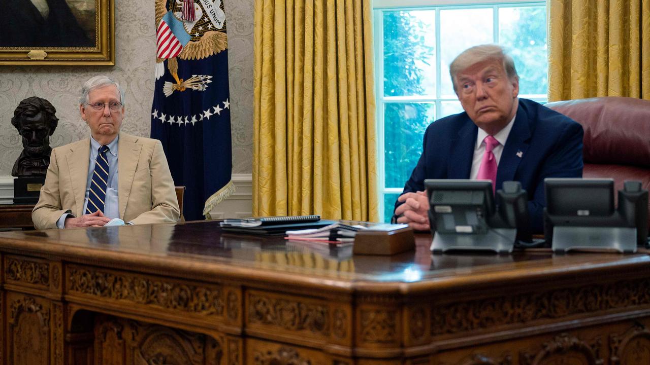 Donald Trump and Mitch McConnell in the Oval Office. The pair worked together to install as many Republican-friendly judges as possible. Picture: AFP