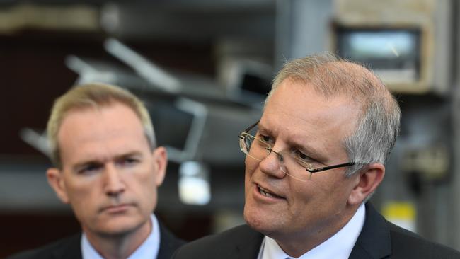 Prime Minister Scott Morrison, right, with the Minister for Immigration, Citizenship and Multicultural Affairs, David Coleman. Picture: AAP