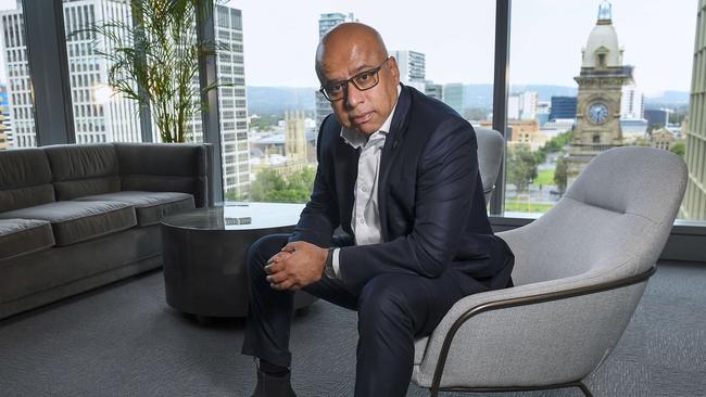 Sanjeev Gupta poses in his city office on the 10th floor of the EY  building in Adelaide Tuesday,October,22,2024.Picture Mark Brake