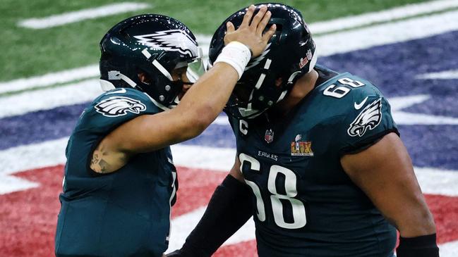 Jordan Mailata was one of the unsung heroes of the Eagles’ win. (Photo by Chris Graythen / GETTY IMAGES NORTH AMERICA / Getty Images via AFP)