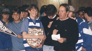 Ryan Fitzgerald after winning a premiership with the Cockledivers in 1993. Picture: Supplied