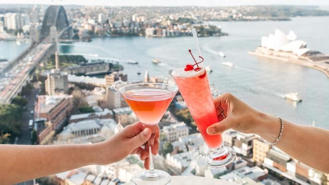 Cocktails at the Blu Bar at the Shangri-La in Sydney.